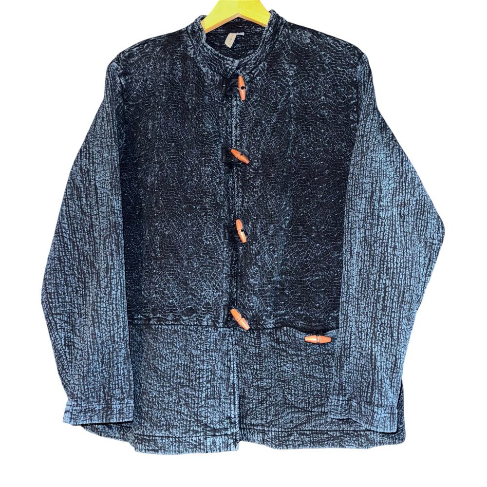 By‎ JJ Textured Toggle Button Jacket Women's Large Pocket Lagenlook Art to Wear